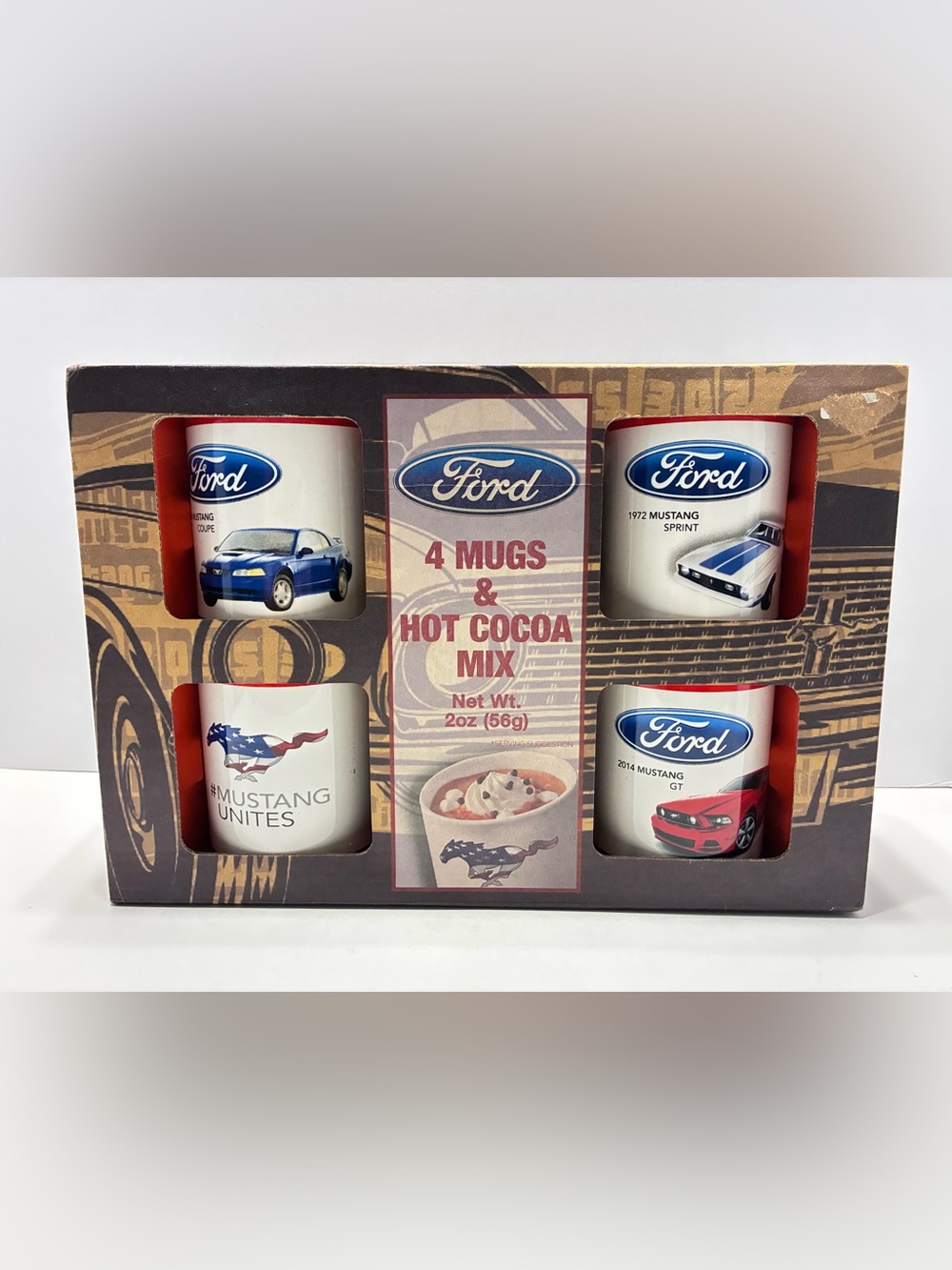 Ford Mustang 2019 Official 4-Piece Coffee Mug & Hot Cocoa Mix Boxed Set NEW
